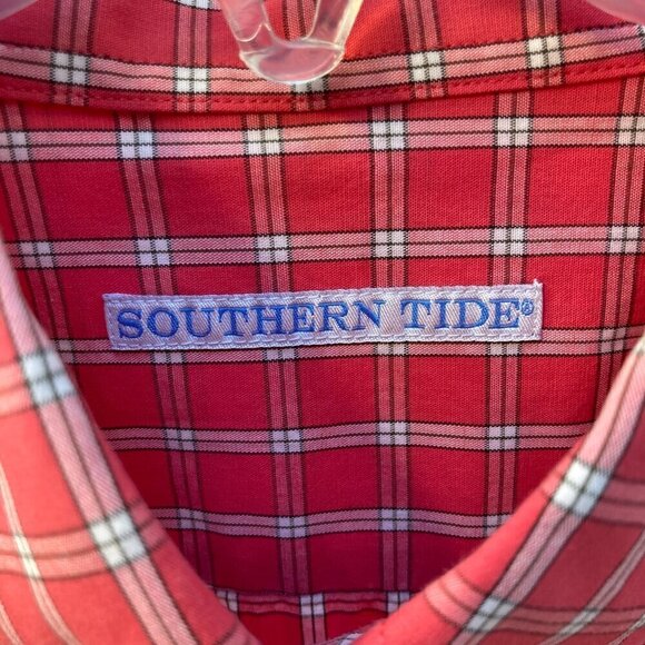 Southern Tide Red Plaid Button Down Long Sleeve Shirt Size Large - Picture 3 of 7
